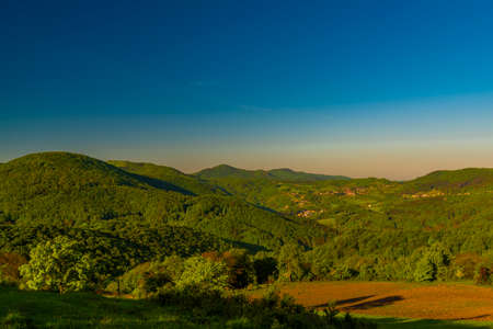 Landscape near Konice village in sping fresh color beautiful morningの写真素材