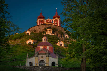 Sunset near old Kalvaria in Banska Stiavnica town in spring fresh eveningのeditorial素材