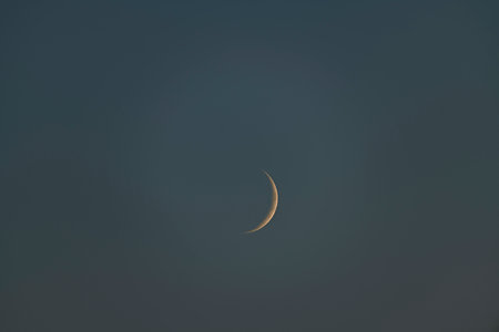 Moon in the middle of summer after color sunset on dark hot sky