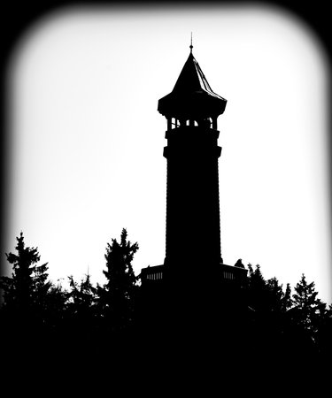 Summer view near Stepanka lookout tower in hot fresh Jizera mountainsの写真素材
