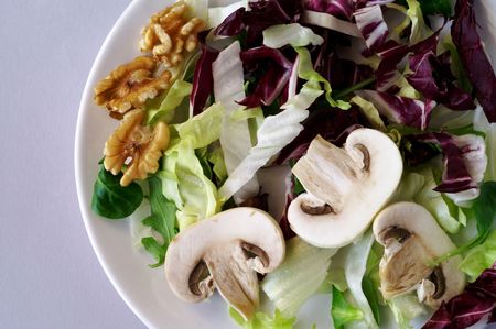 Salad with mushrooms and nuts (closeup 2)の写真素材