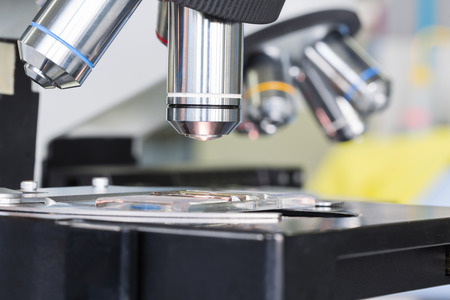 Close up of microscope at the blood laboratory