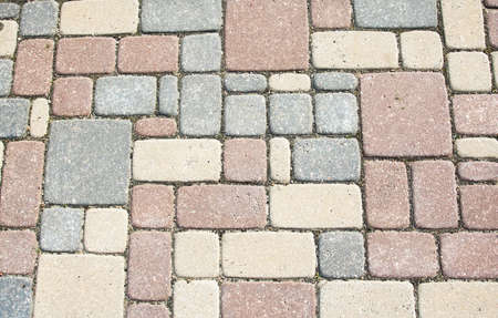 texture of colorful stone blocks on the sidewalkの写真素材