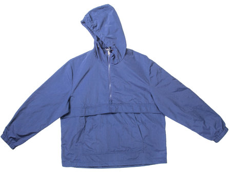 purple waterproof jacket with a hood isolate on a white backgroundの写真素材