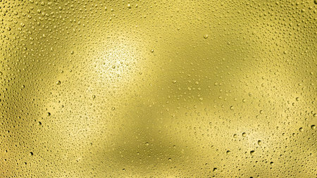 Glowing gradient yellow background with contrasting water dropsの写真素材