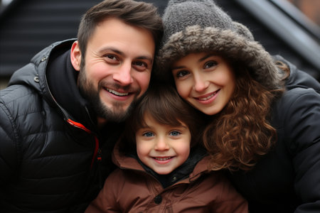 Cherished Family Time. Loving Parents and Excited Kids Delight in Joyful Moments Togetherの素材