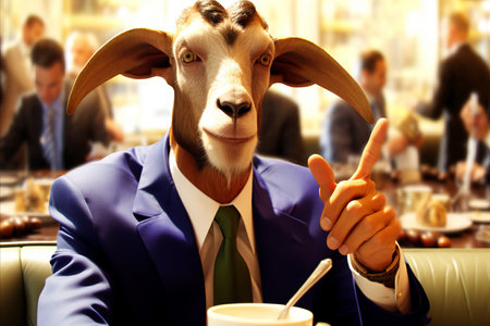 Classy and Confident Man with Goat-Like Features, Exuding Style and Sophistication with a Cigarの素材