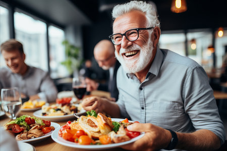 Joyful family bonding over lively conversation at beautifully dinner lit tableの素材