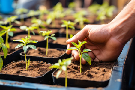 Comprehensive steps for transferring seedlings to individual pots for optimal growthの素材