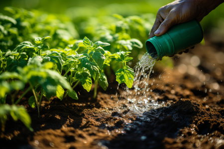 Enhancing growth through manual watering for optimal soil hydration of potted plantsの素材