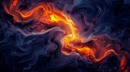 Fiery Cosmic Abyss Swirling Galaxy, Molten Lava, and Stellar Dust in Abstract Fluid Art Paintingの素材