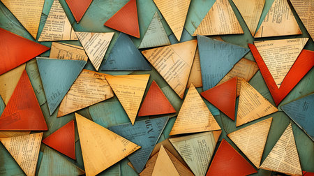 Abstract Geometric Background, Colorful Triangles Pattern, Vintage Paper, Creative Designの素材