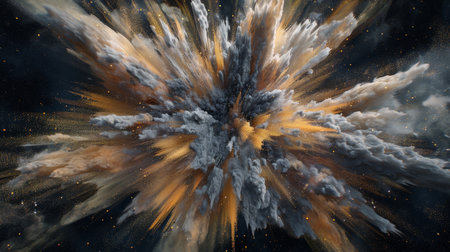 Cosmic Explosion. Abstract Background With Swirling Colors, Nebula Clouds, And Stars In Outer Spaceの素材