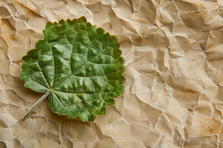 Eco friendly brown paper honeycomb wrap with green leaf design for sustainable product packagingの素材