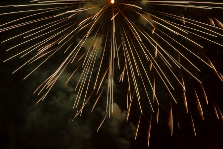 Fireworks and light effects in the night skyの写真素材