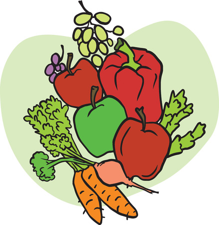 A collection of fruits and vegetables のイラスト素材