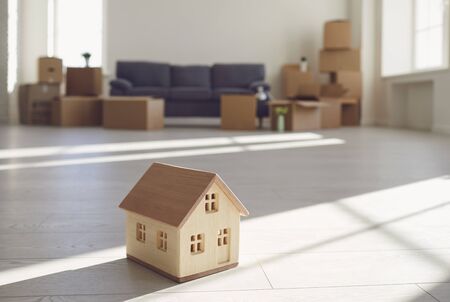 Concept of a new home apartment housing real estate purchase lease sale investment mortgage. Model...