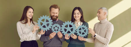 Team of happy business people able to think creatively, organize work and solve problems together....