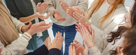 Business people group audience applauding, team unit in celebration, office greeting, colleague...