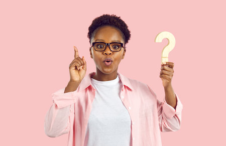 Eureka. Young woman who pondered over question that bothered her came up with answer and idea....