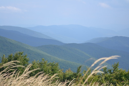 View from trail in Bieszczady mountainsの写真素材
