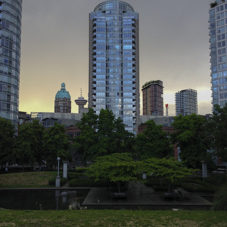 metallic glass buildingの写真素材