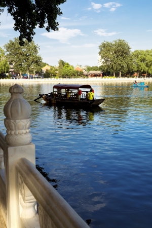 The famous Houhai Lake in the old city center of Beijing, Chinaのeditorial素材
