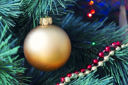 Beautiful Christmas ornaments on the Christmas treeの写真素材