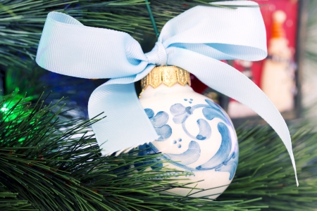 Beautiful Christmas ornaments on the Christmas treeの写真素材