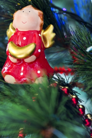 Beautiful Christmas ornaments on the Christmas treeの写真素材