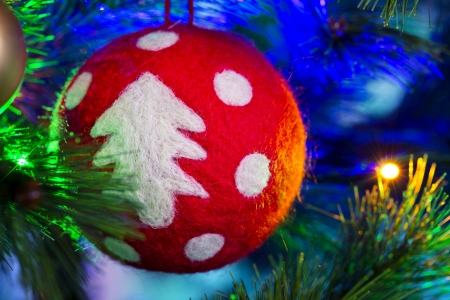 Beautiful Christmas ornaments on the Christmas treeの写真素材