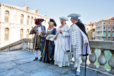 VENICE, ITALY, February 23, 2014: Carnival of Venice, beautiful masks at St. Mark's Squareのeditorial素材