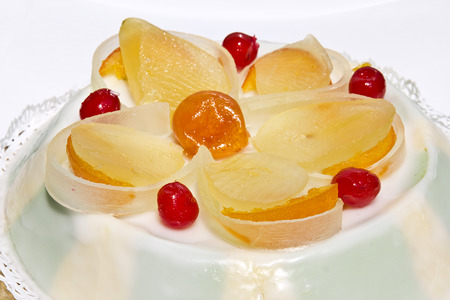 Cassata, typical Sicilian cake on white backgroundの写真素材