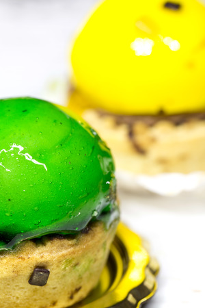 Close-up of cakes, pastries, macro, focus selectedの写真素材