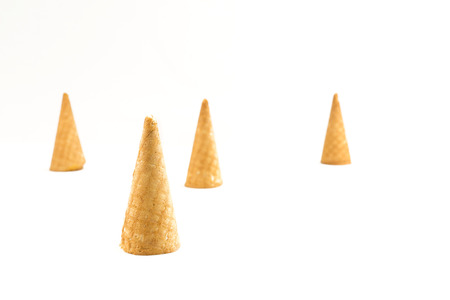 Wafer cup for ice cream isolated on white backgroundの写真素材