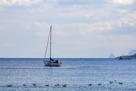 Relax on the beach, springtime in Mondello, Palermo, Sicily