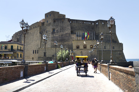 Castel dell'Ovo (Egg Castle) a medieval fortress in the bay of Naples, Italy.のeditorial素材