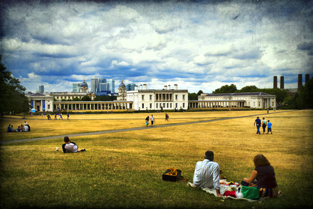 A panoramic shot taken from the Greenwich Observatory in Londonのeditorial素材