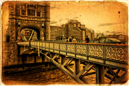 Tower Bridge on River Thames London UKの写真素材