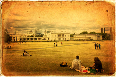 A panoramic shot taken from the Greenwich Observatory in Londonのeditorial素材