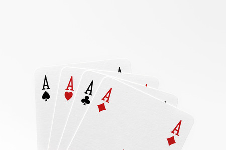Playing cards on a white background. Poker of aces