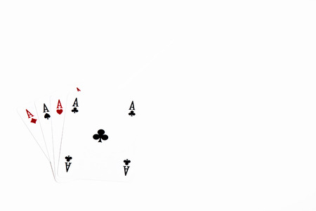 Playing cards on a white background. Poker of aces