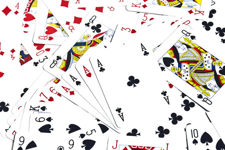 Mixed playing cards on a white backgroundのeditorial素材