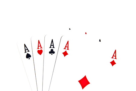Playing cards on a white background. Poker of aces