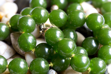 Gold Jewelry. Necklace Green Agateの写真素材