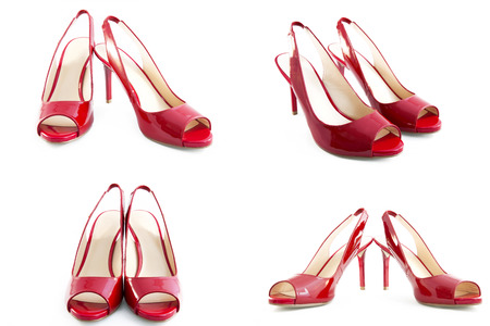Red shoes isolated on a white backgroundの写真素材