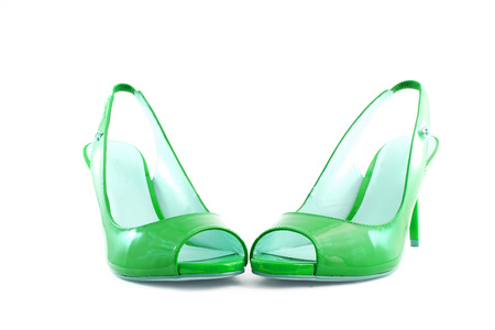 Green shoes isolated on a white backgroundの写真素材