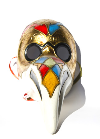 Venetian mask, the plague doctor, on white backgroundの写真素材