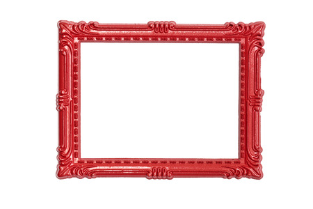 Horizontal red frame in classical style on a white backgroundの写真素材