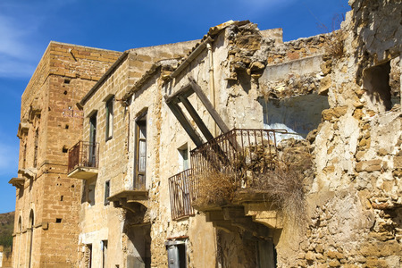 Poggioreale, old ghost town hit by an earthquakeの写真素材